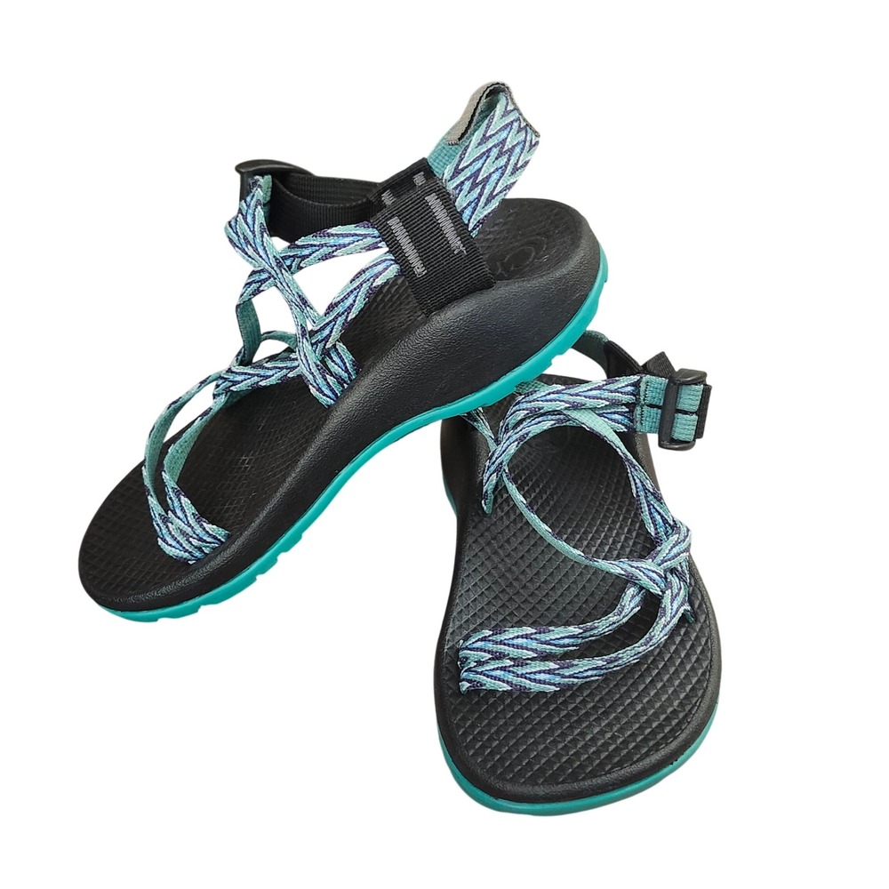 Chaco Z/Cloud Kids Size 1 Sport Sandals Teal Purple Double Strap Hiking Shoes